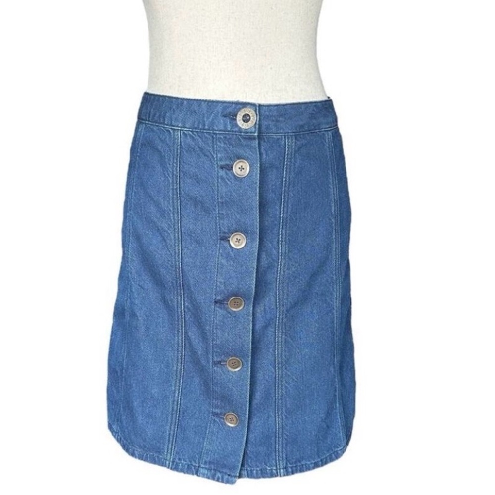 Pilcro Denim Button Front A-Line Skirt Fitted Size 10